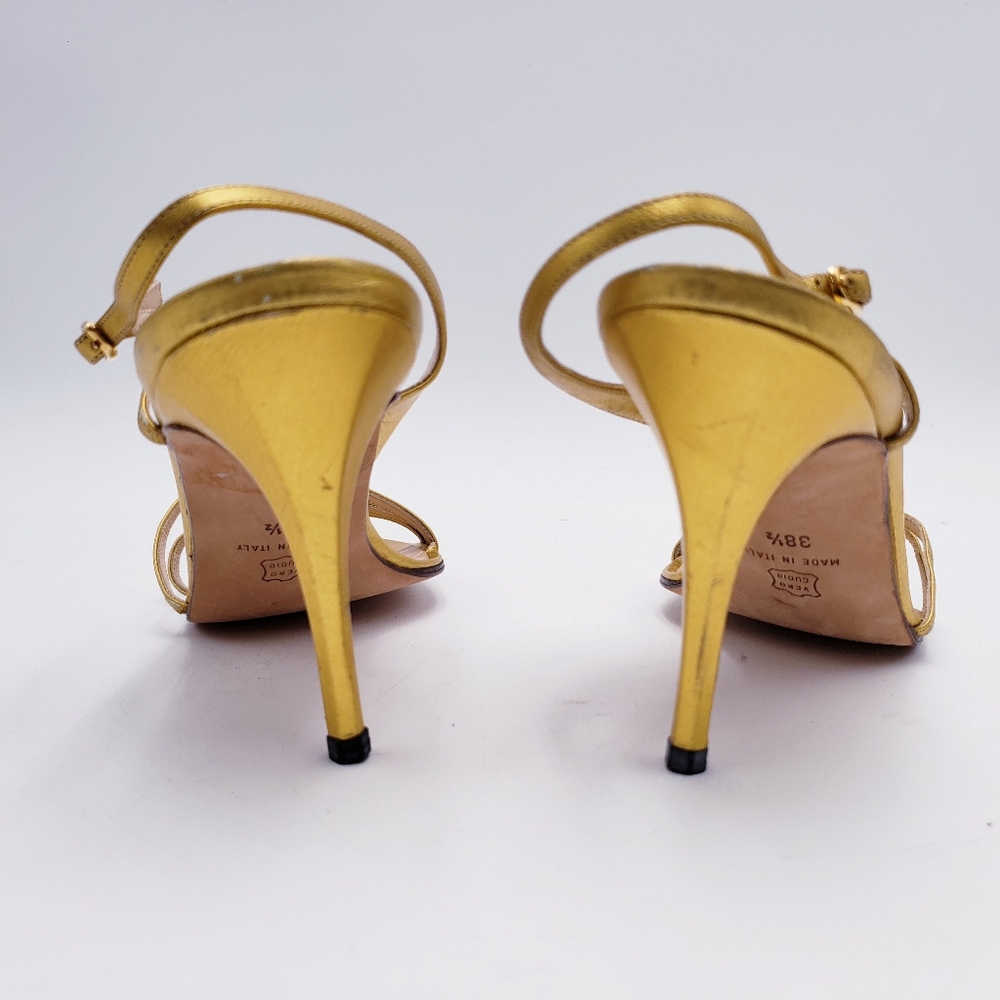Manolo Blahnik Gold Strappy Heels - Picture 3 of 11
